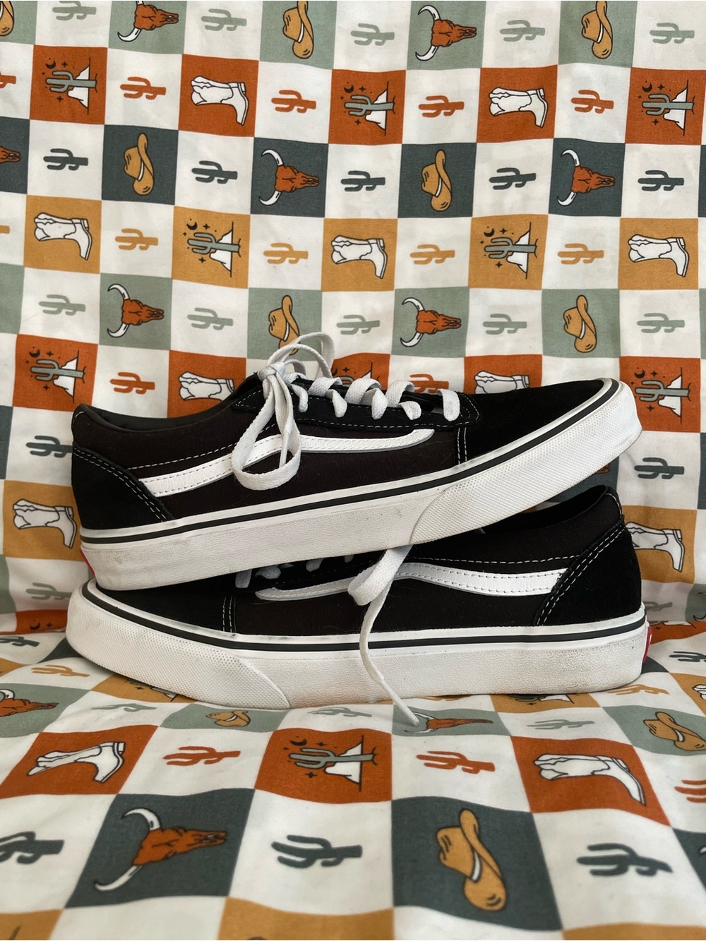 Vans Classic Old Skool Black and White Skate Sneakers - Picture 6 of 7